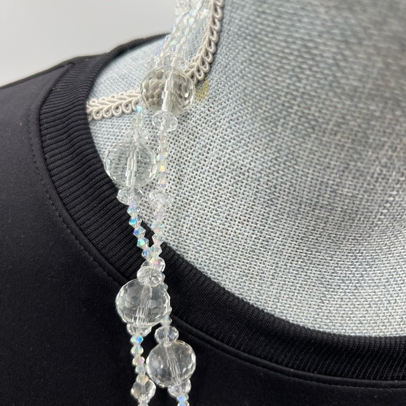 Art deco facet cut clear crystal glass beaded necklace - Picture 3 of 8